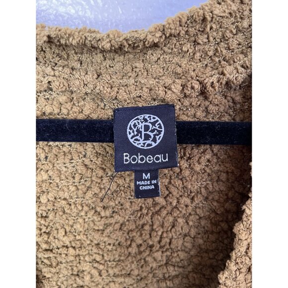 Bobeau Womens Open Front Textured Cardigan Green Brown M Cocoon Style Pockets - Picture 3 of 8
